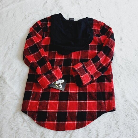 Art Class Boys' Flannel Plaid Hooded Long Sleeve Button-Down Shirt 4KIDC-BF - Picture 3 of 4